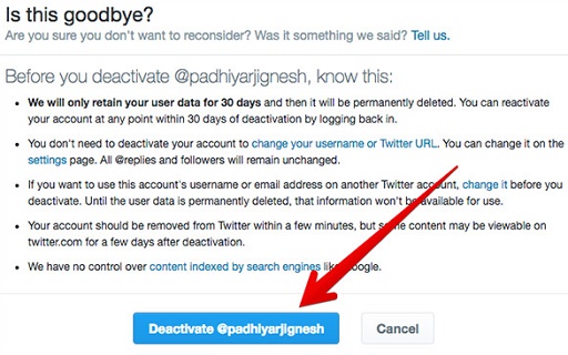 deactivate twitter and delete twitter account