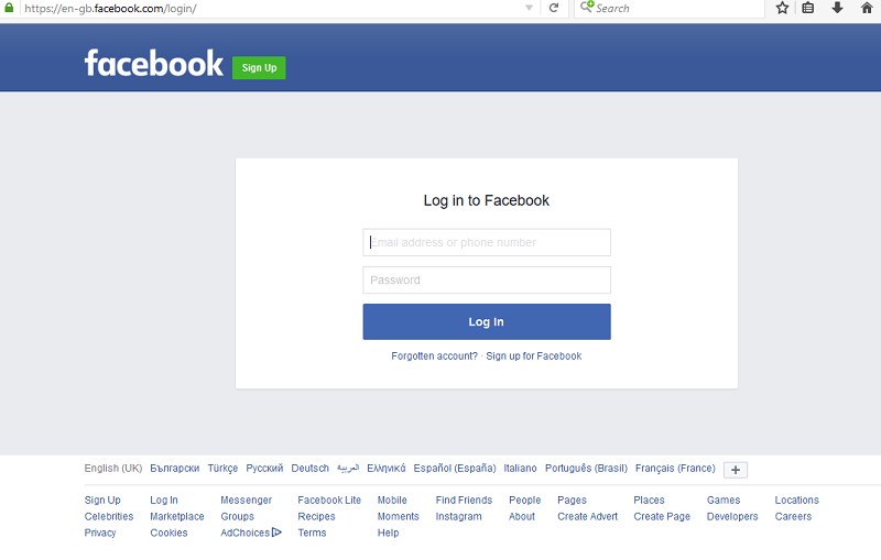 facebook touch login