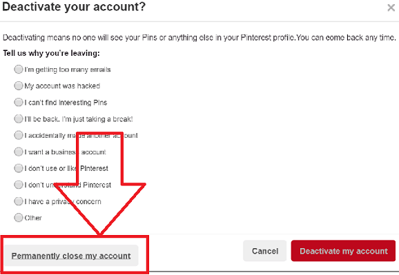 how to Delete Pinterest Account