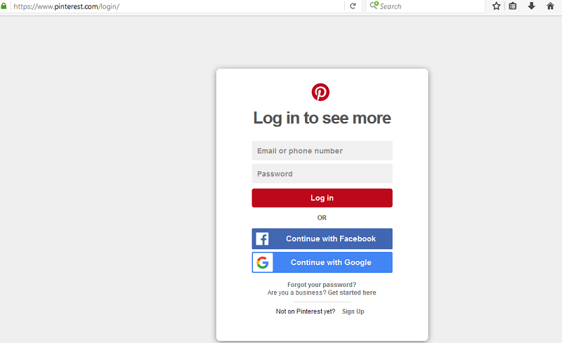 log in to pinterest with username