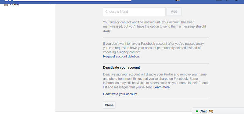 how to deactivate facebook