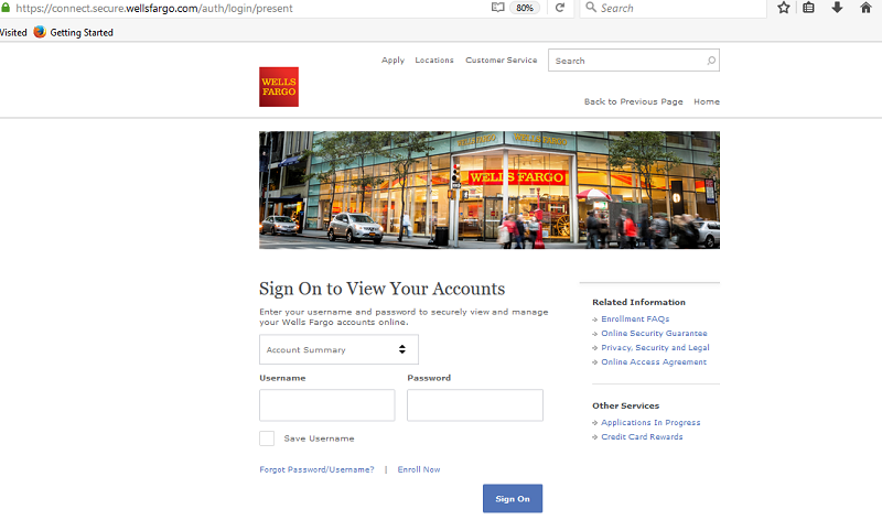 wells fargo online checking account login