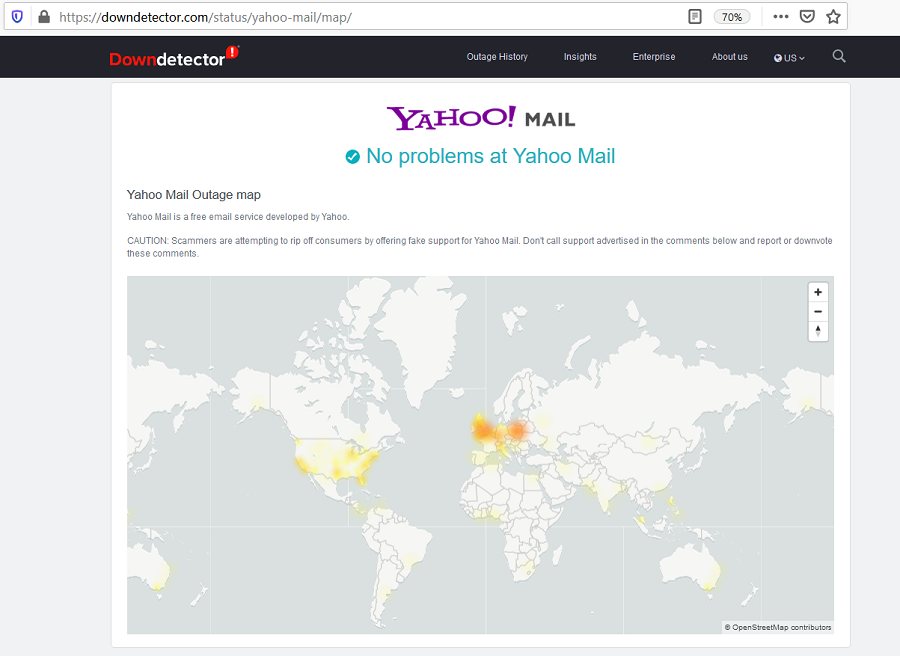 is yahoo mail down